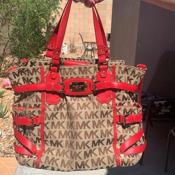 Michael Kors Red and Brown Women's Bag - Picture 9 of 14